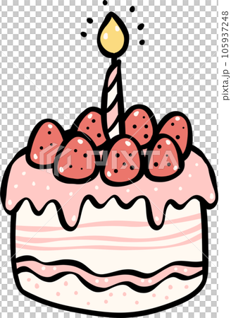 Cute Birthday cake outline doodle cartoon illustration Cute Birthday cake outline doodle cartoon illustration 105937248