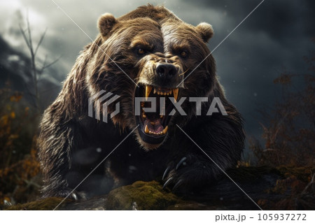 Angry bear hunts its prey Angry bear hunts its prey 105937272