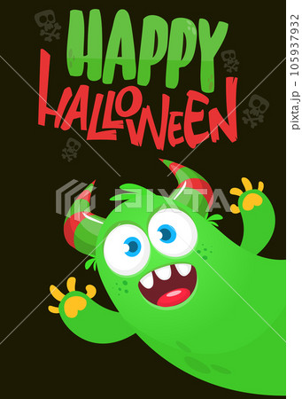 Illustration of cute and happy monsters greetings. Happy Halloween illustration Illustration of cute and happy monsters greetings. Happy Halloween illustration 105937932