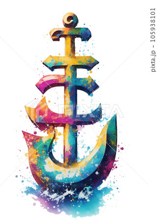Anchor splashing watercolor 105938101