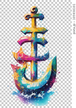 Anchor splashing watercolor 105938101
