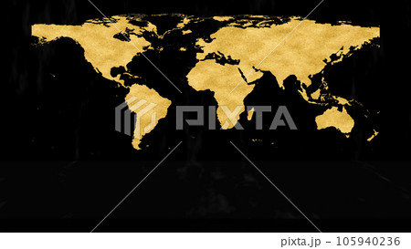 Global world map luxury gold on black marble background and black show pedestal scenes with golden border Global world map luxury gold on black marble background and black show pedestal scenes with golden border 105940236