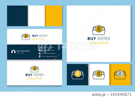 Buy votes logo design with editable slogan. Branding book and business card template. Buy votes logo design with editable slogan. Branding book and business card template. 105940871