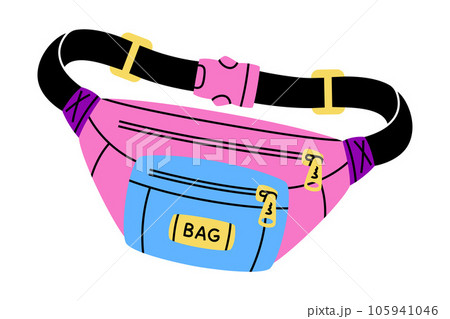 Bag with Strap as Bright Item from Nineties Vector Illustration 105941046