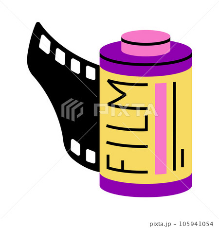 Film Roll as Bright Item from Nineties Vector Illustration 105941054