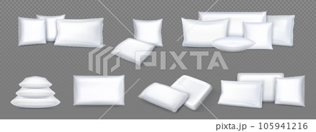 3d white cushion isolated realistic vector mockup 105941216