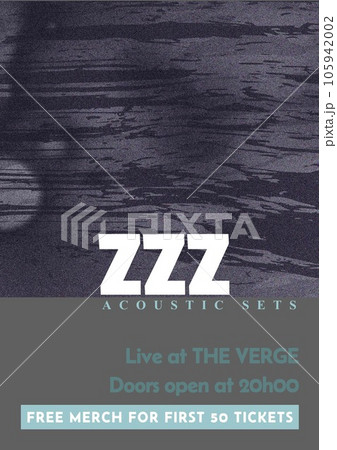 Illustration of zzz acoustic sets, live at the verge doors open to 20h00 text and abstract pattern Illustration of zzz acoustic sets, live at the verge doors open to 20h00 text and abstract pattern 105942002