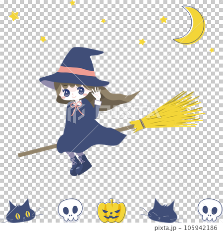 ハロウィンのかわいい魔女のイラスト 105942186