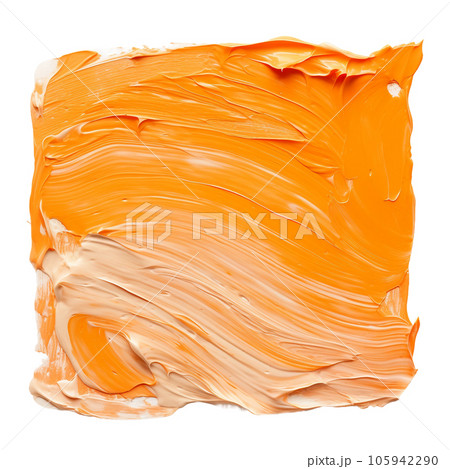油絵の質感の抽象素材)厚塗りされた四角いオレンジの絵の具。AI生成画像 油絵の質感の抽象素材)厚塗りされた四角いオレンジの絵の具。AI生成画像 105942290