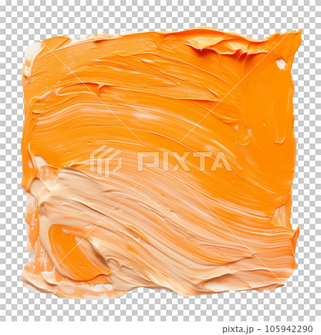 油絵の質感の抽象素材)厚塗りされた四角いオレンジの絵の具。AI生成画像 油絵の質感の抽象素材)厚塗りされた四角いオレンジの絵の具。AI生成画像 105942290