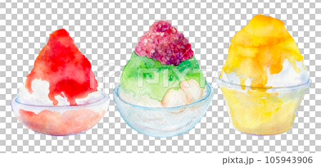 かき氷セット　水彩イラスト 105943906