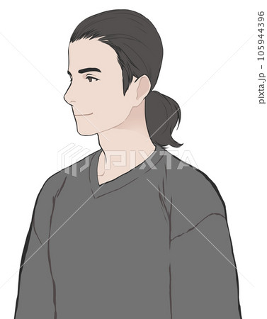 黒髪オールバックの男性（笑顔） 105944396