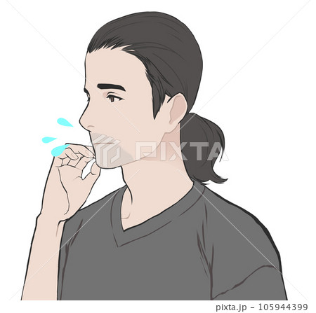 青髭に悩む男性（黒髪オールバック） 105944399