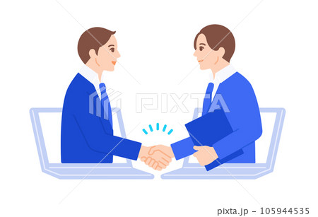 オンラインで交渉が成立したビジネスマンのベクターイラスト素材。 105944535