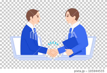 オンラインで交渉が成立したビジネスマンのベクターイラスト素材。 105944535