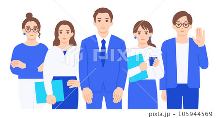 営業、プログラマー、デザイナー、バックオフィス。企業で働く様々な人材。ベクターイラスト素材。 105944569