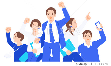 エネルギッシュなビジネスパーソン。働く男性と女性のベクターイラスト素材。 105944570