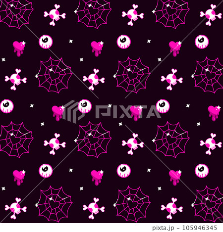 Seamless background for happy halloween holiday for fabric and wrapping. Pinkcore. barbiecore. Seamless background for happy halloween holiday for fabric and wrapping. Pinkcore. barbiecore. 105946345