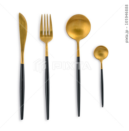 Golden coloured cutlery set Golden coloured cutlery set 105946888