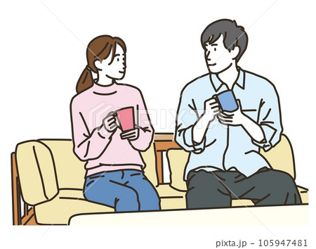 屋内で寄り添うアジア人のカップル 105947481