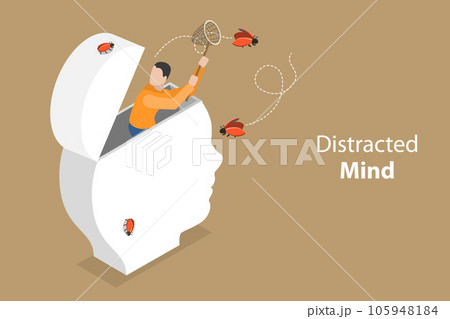 3D Isometric Flat Vector Conceptual Illustration of Distracted Mind 3D Isometric Flat Vector Conceptual Illustration of Distracted Mind 105948184