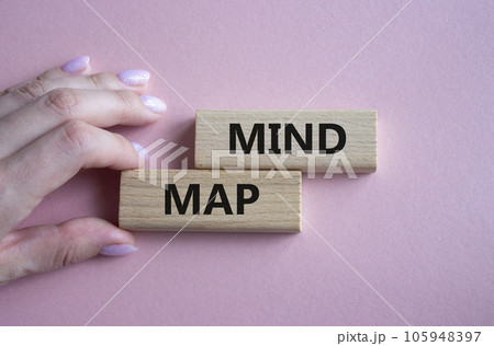 Mind Map symbol. Concept word Mind Map on wooden blocks. Businessman hand. Beautiful pink background. Business and Mind Map concept. Copy space Mind Map symbol. Concept word Mind Map on wooden blocks. Businessman hand. Beautiful pink background. Business and Mind Map concept. Copy space 105948397