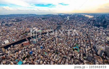 Aerial view of the Sumida River in Tokyo Aerial view of the Sumida River in Tokyo 105948459