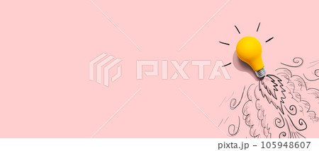 Idea light bulb flying to the sky like a rocket Idea light bulb flying to the sky like a rocket 105948607