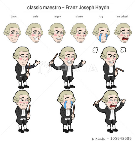 Cute classical composer, performer illustration - Franz Joseph Haydn Cute classical composer, performer illustration - Franz Joseph Haydn 105948689