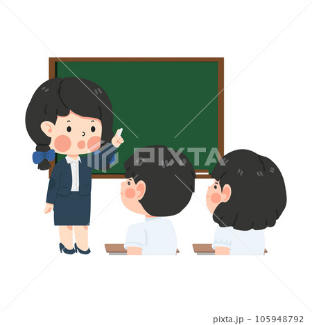 teacher teaching in front of whiteboard 105948792