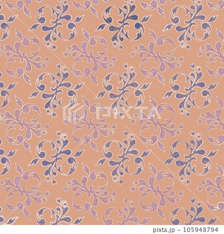青と黄色の花のパターンのベクターのイラスト 105948794