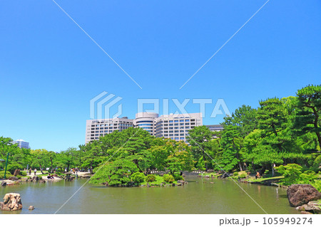名古屋市、鶴舞公園の新緑と名大病院の風景 名古屋市、鶴舞公園の新緑と名大病院の風景 105949274