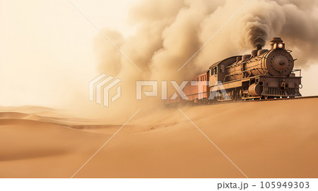Vintage Steam Train Journey Through the Desert 105949303