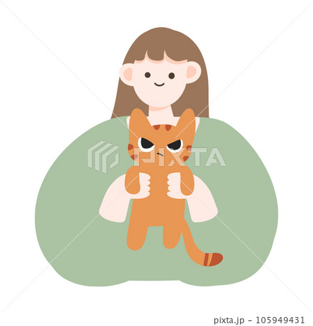 Girl holding cat, animal therapy 105949431