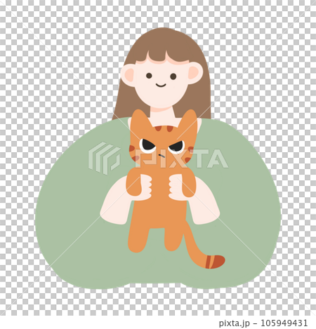 Girl holding cat, animal therapy 105949431