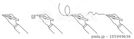 書類とペンを持つ手のセット 書類とペンを持つ手のセット 105949636