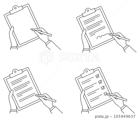 ペンを持つ手元のセット ペンを持つ手元のセット 105949637