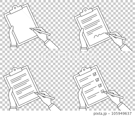ペンを持つ手元のセット ペンを持つ手元のセット 105949637