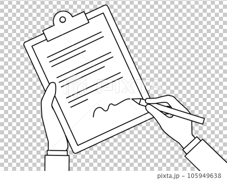 hand signing a document 105949638