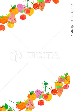 みかんと苺とさくらんぼのフレーム 105949773