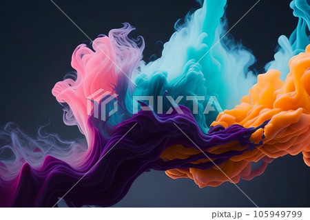 Vibrant Colored Smoke in Water: Stunning Ink Dissolution Visuals. Generative AI. Vibrant Colored Smoke in Water: Stunning Ink Dissolution Visuals. Generative AI. 105949799