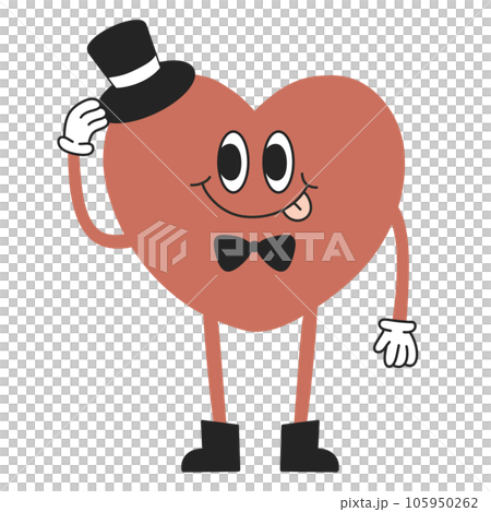 Heart groovy retro character cartoon Heart groovy retro character cartoon 105950262