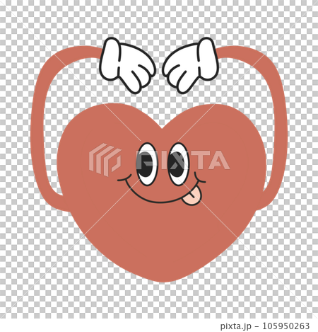 Heart groovy retro character cartoon Heart groovy retro character cartoon 105950263