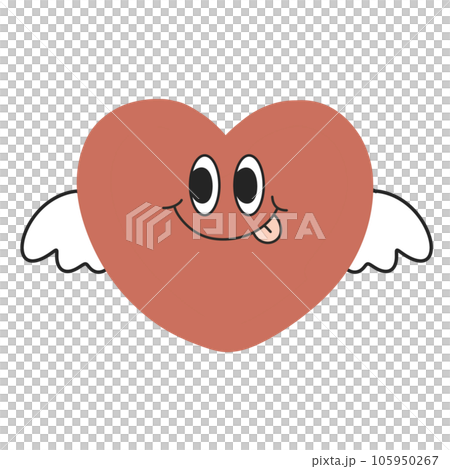 angel Heart groovy retro character cartoon angel Heart groovy retro character cartoon 105950267