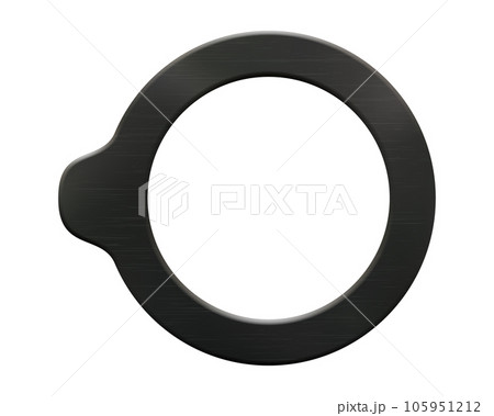 A rubber black round gasket with a slight protrusion or eyelet with a light, realistic texture isolated from the background 105951212