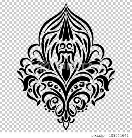 Vintage damask baroque ornament with floral retro antique style. Isolated element for wedding decoration. 105951641