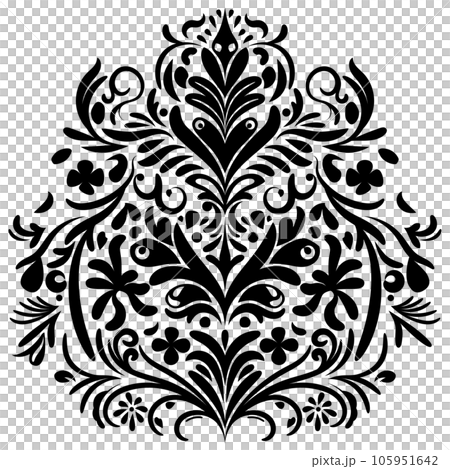 Vintage damask baroque ornament with floral retro antique style. Isolated element for wedding decoration. Vintage damask baroque ornament with floral retro antique style. Isolated element for wedding decoration. 105951642