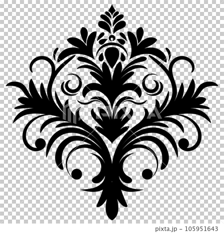 Vintage damask baroque ornament with floral retro antique style. Isolated element for wedding decoration. Vintage damask baroque ornament with floral retro antique style. Isolated element for wedding decoration. 105951643