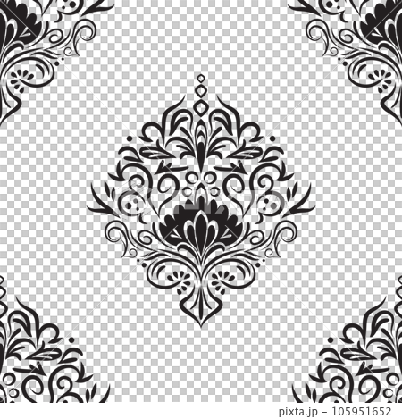 Damask floral motif tile pattern. Luxury tile isolated element. 105951652