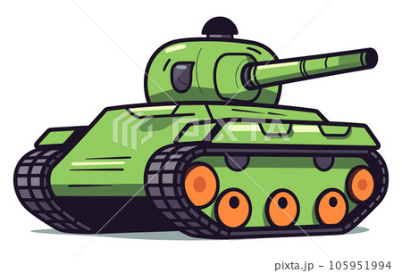 Illustration of cute war tank, Military Transportation collection of vector tanks. 105951994